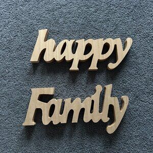 Unbranded Wooden "Happy Family" Sign Wood Decoration